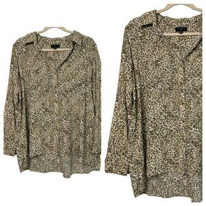 Tinsel Ladies Button Up BOHO Leopard Print Safari Blouse Size 1X Plus Size